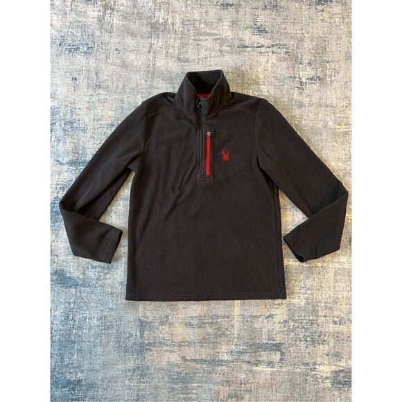 Spyder Black Red Fleece Half Zip Pullover Men's Medium - Picture 1 of 6